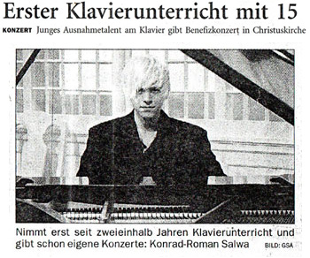 Zeitungsartikel 2007: Erster Klavierunterricht mit 15