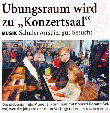 Zeitungsartikel 2013: &Uuml;bungsraum wird zum "Konzertsaal"