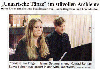 Zeitungsartikel 2013: "Ungerische T&auml;nze im stilvollen Ambiente
